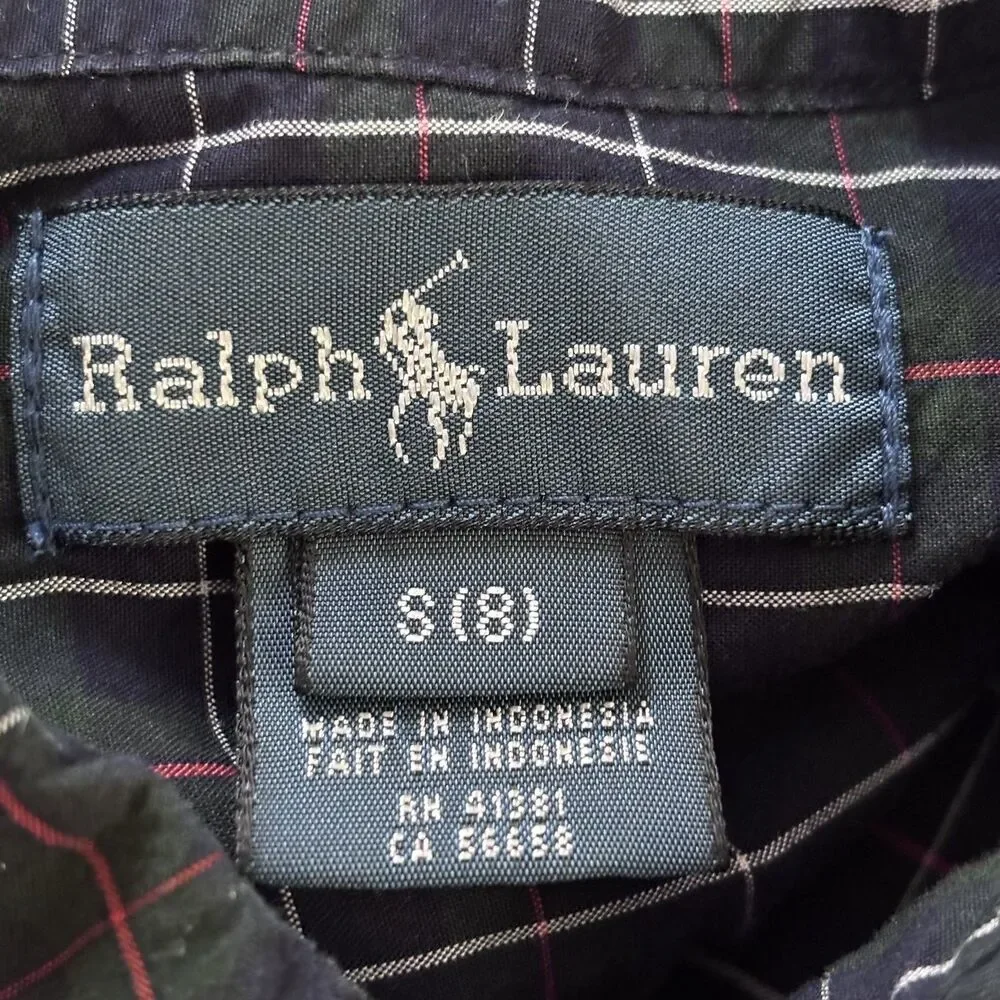 Ralph Lauren Youth Boys 8 Plaid Long Sleeve Button Down Casual Preppy Old Money